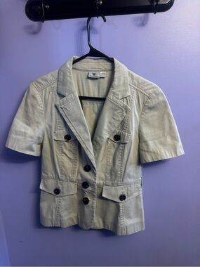 Worthington Short Sleeve Light Gray Utility Blazer